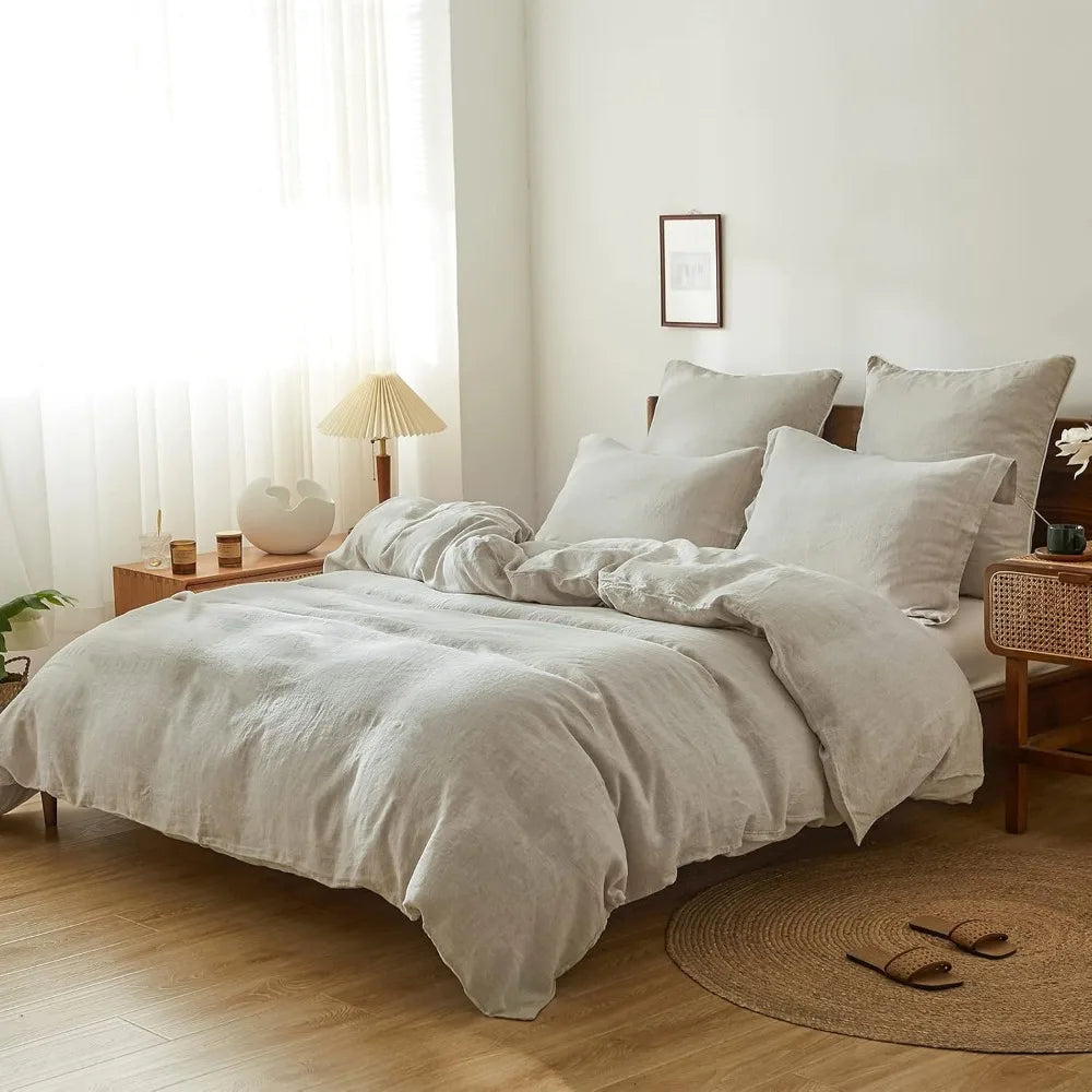 100% Linen Duvet Cover Set, 3 Pieces