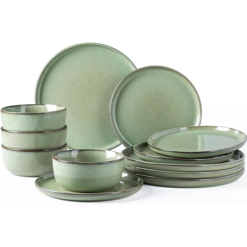 Ceramic Dinnerware Sets for 4, 12 Pieces Stoneware