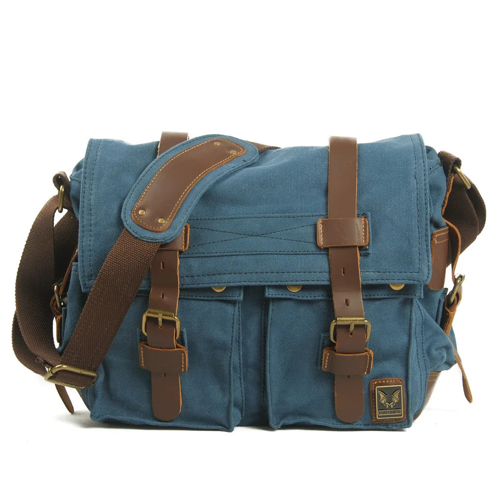 Genuine Leather Shoulder Bag for Men Dark Brown Vintage