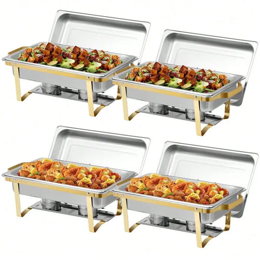 4 Pack 8 Qt Chafing Dishes Gold&Silver Color Buffet Warmer for Restaurant Party
