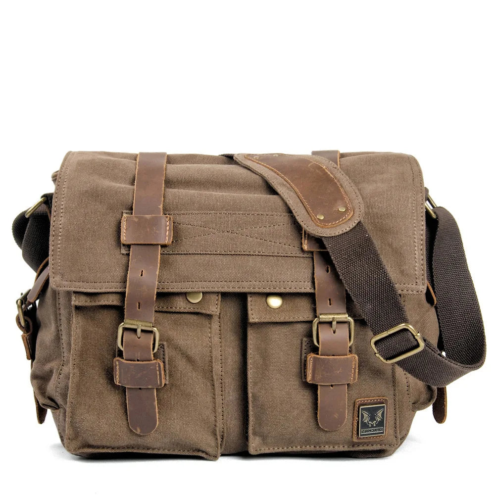 Genuine Leather Shoulder Bag for Men Dark Brown Vintage