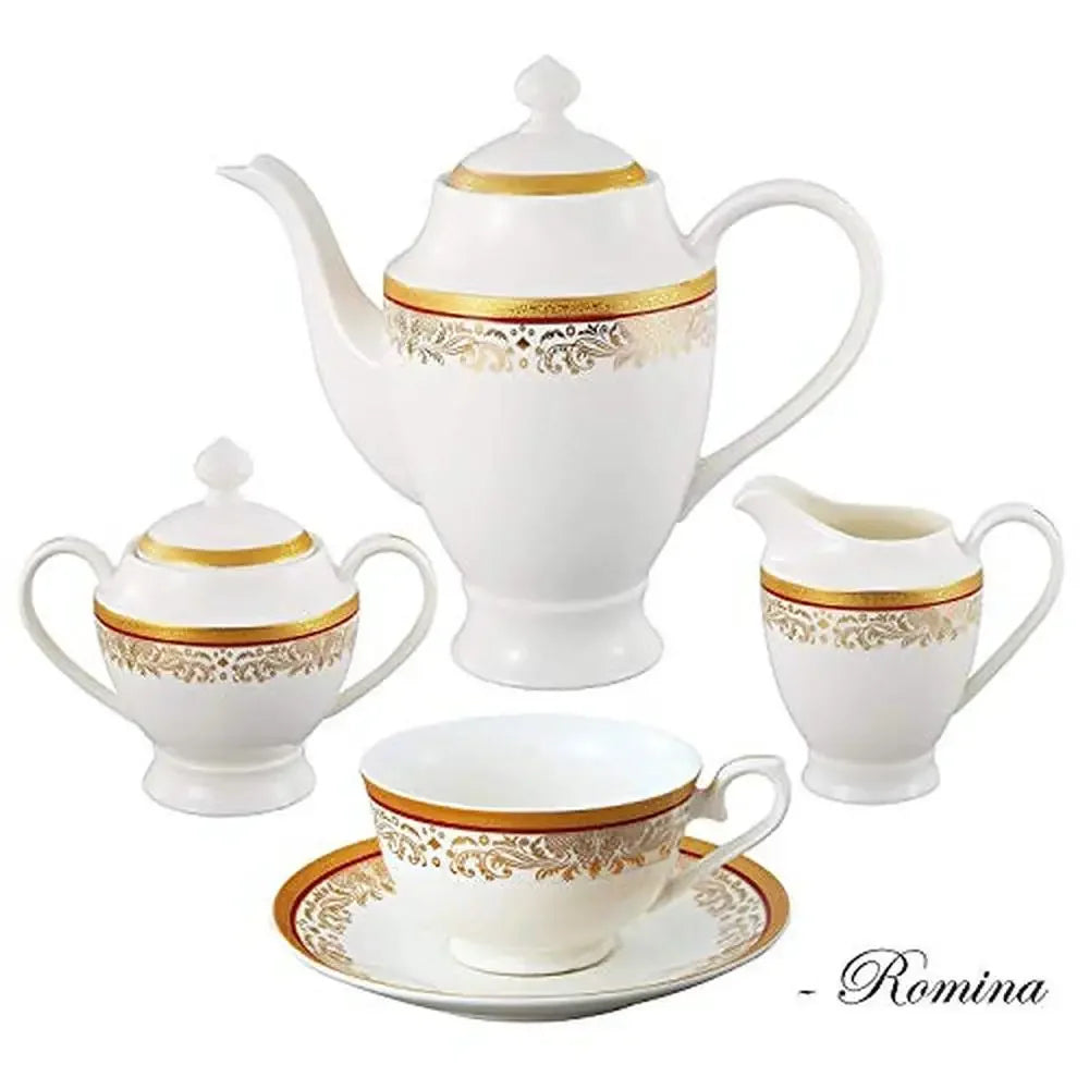 Bone China 57-Piece Red and 24K Gold 8 Service