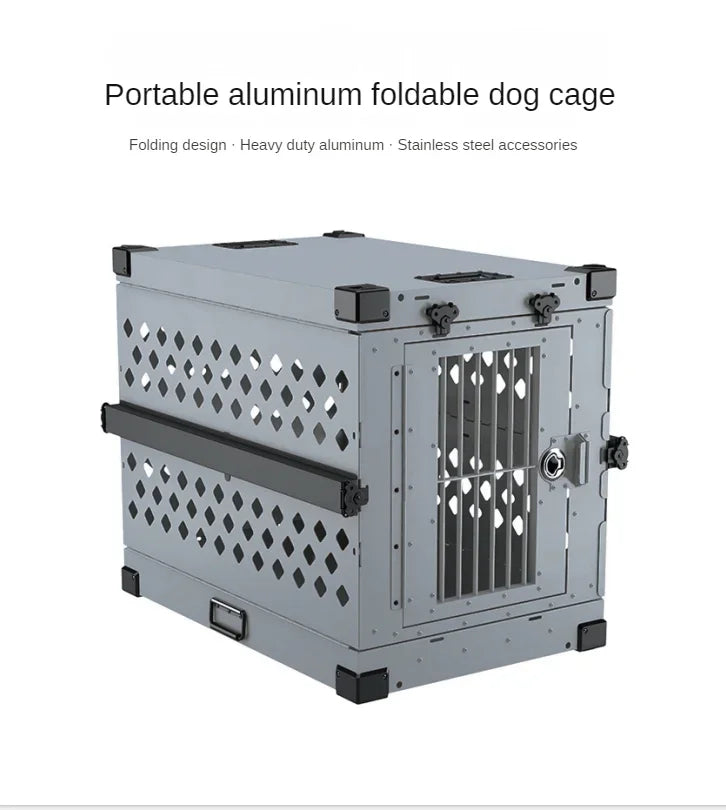 Heavy Duty Collapsible Aluminium Alloy Dog Crate Car Travel