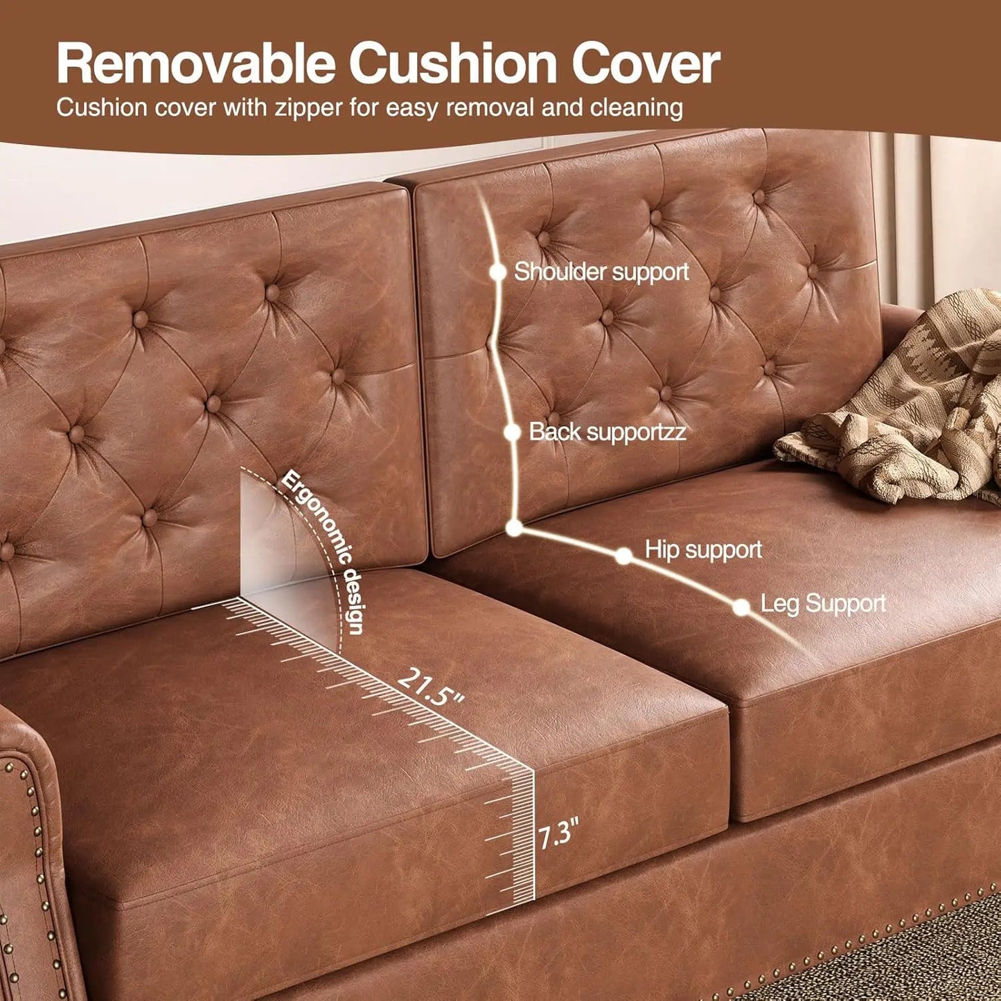 Loveseat Sofa Faux Leather Couch