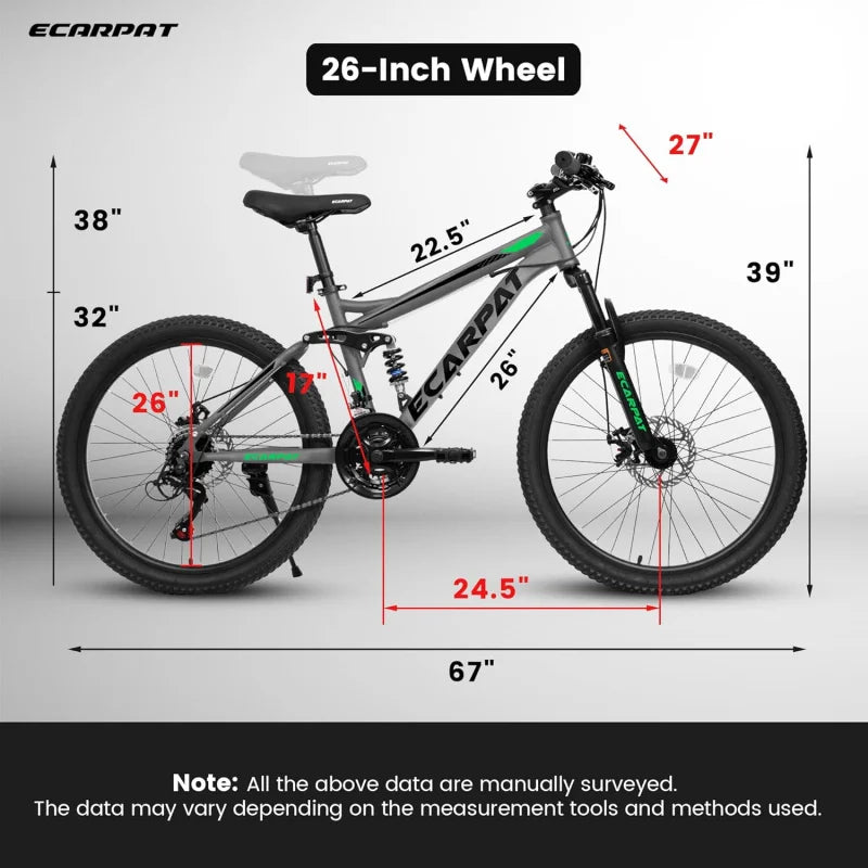 Mountain Bike, Dual Full Suspension 21 Speed