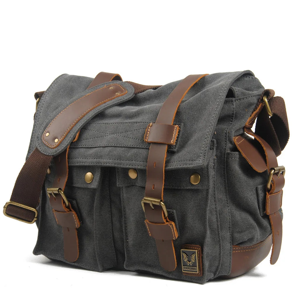 Genuine Leather Shoulder Bag for Men Dark Brown Vintage