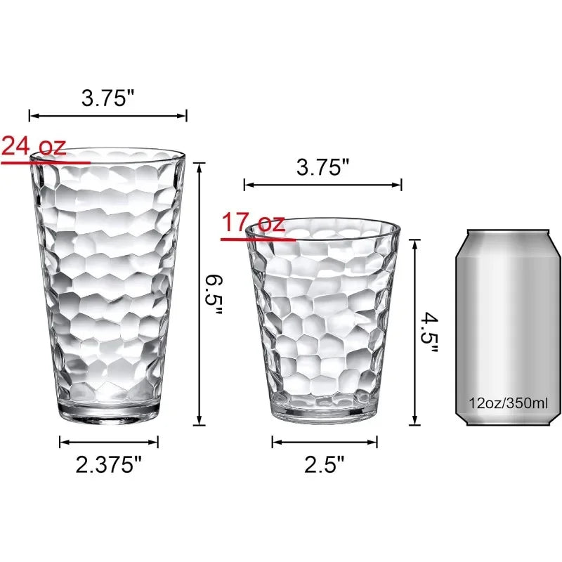 16-Ounce and 24-Ounce Plastic Tumblers (Set of 12)