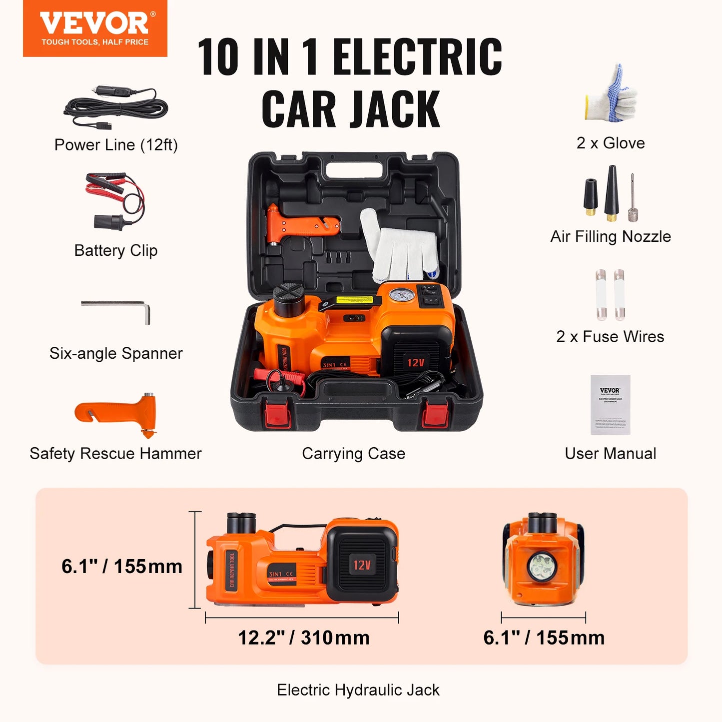 VEVOR Electric 5 Ton Hydraulic Car Jack