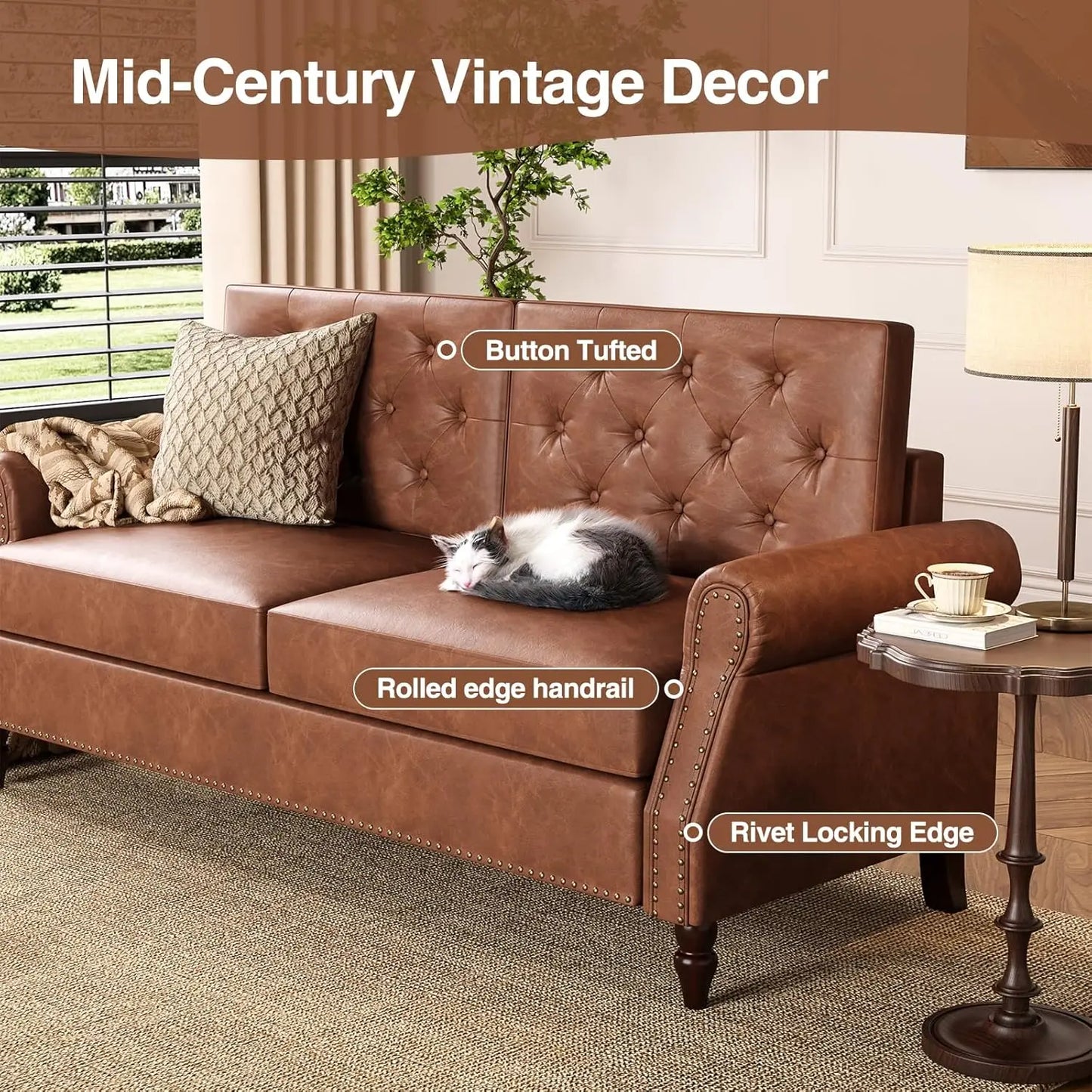 Loveseat Sofa Faux Leather Couch