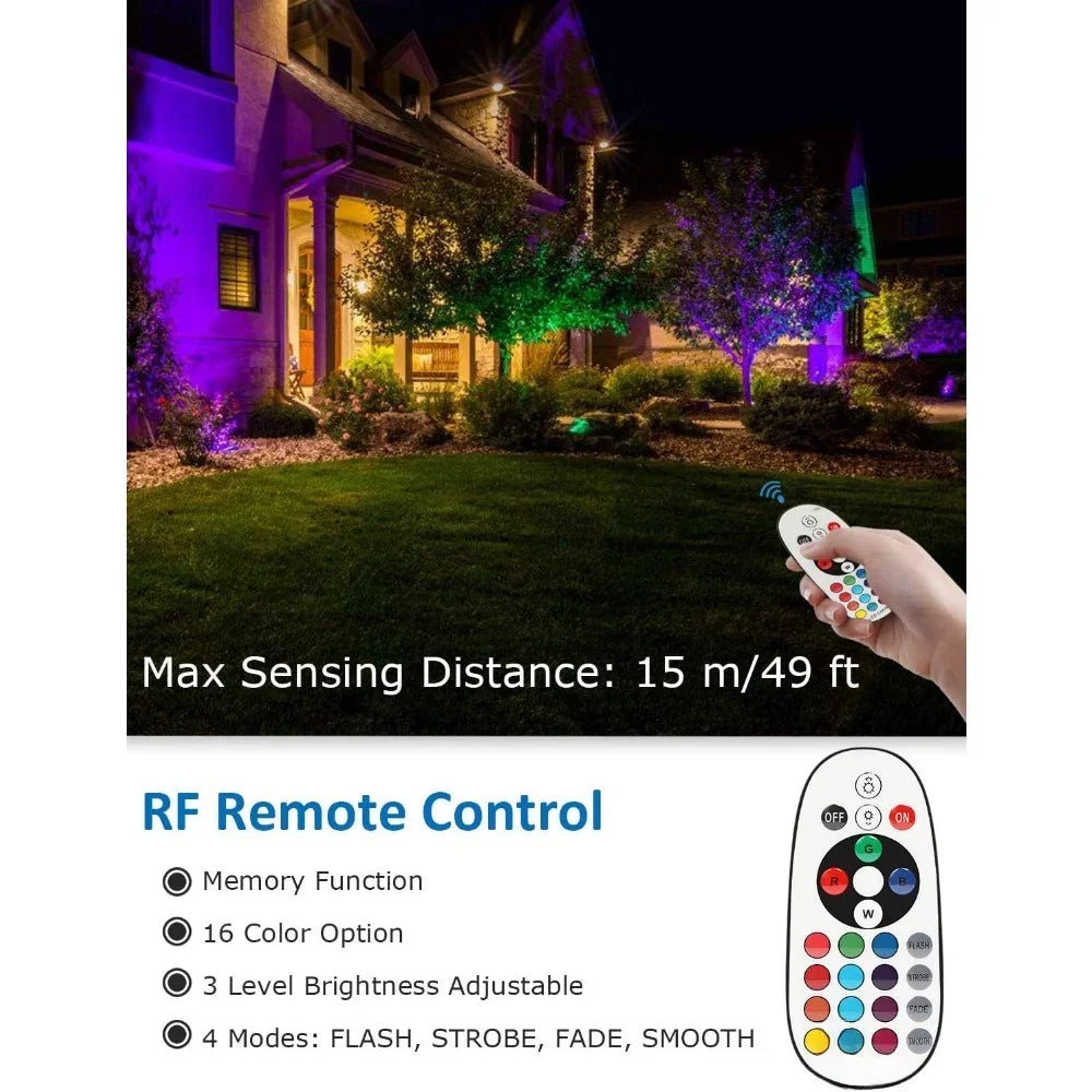 24 Pack RGBW Low Voltage Landscape Lights, 12W LED Remote Control, Wire Connectors, Waterproof Outdoor Spotlight