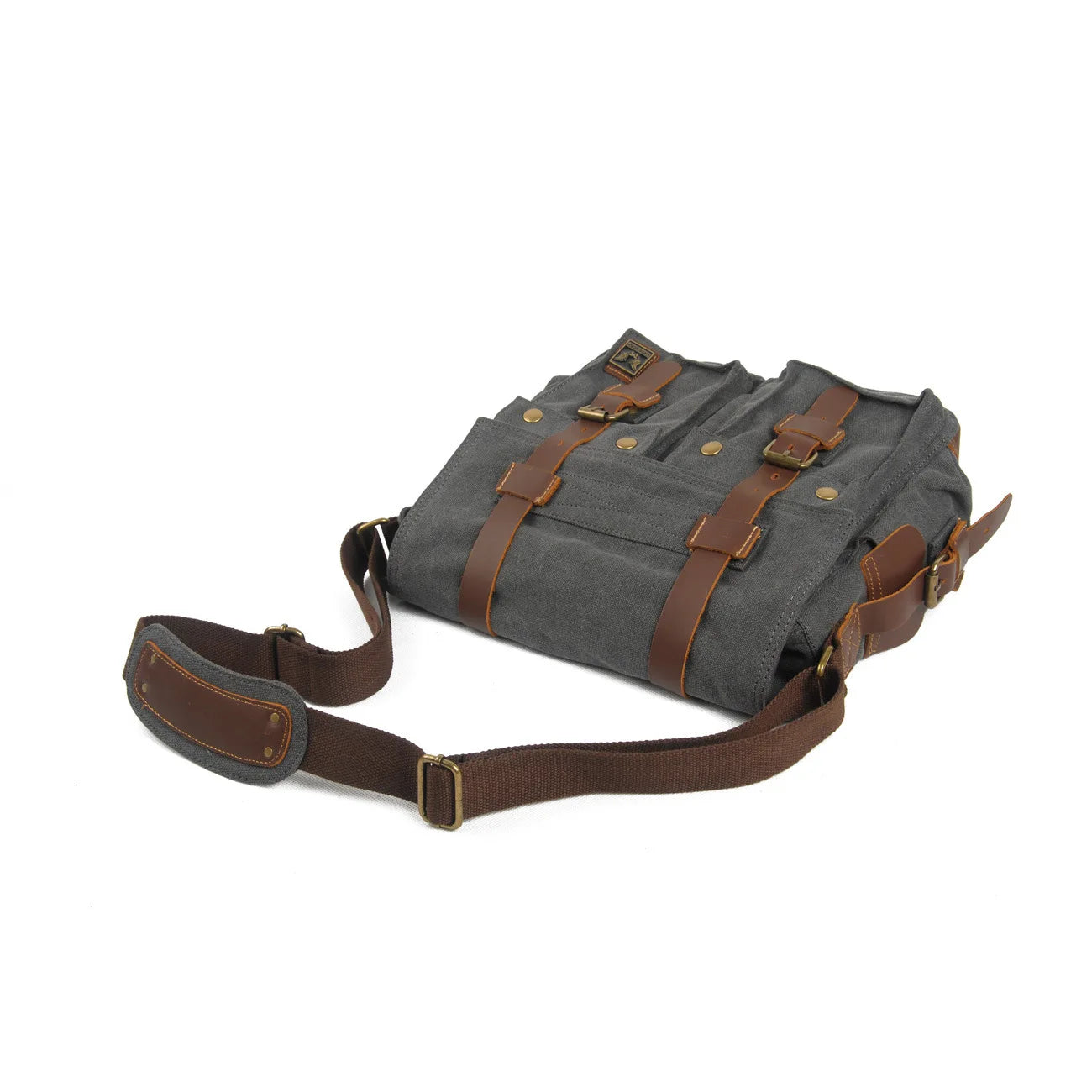 Genuine Leather Shoulder Bag for Men Dark Brown Vintage