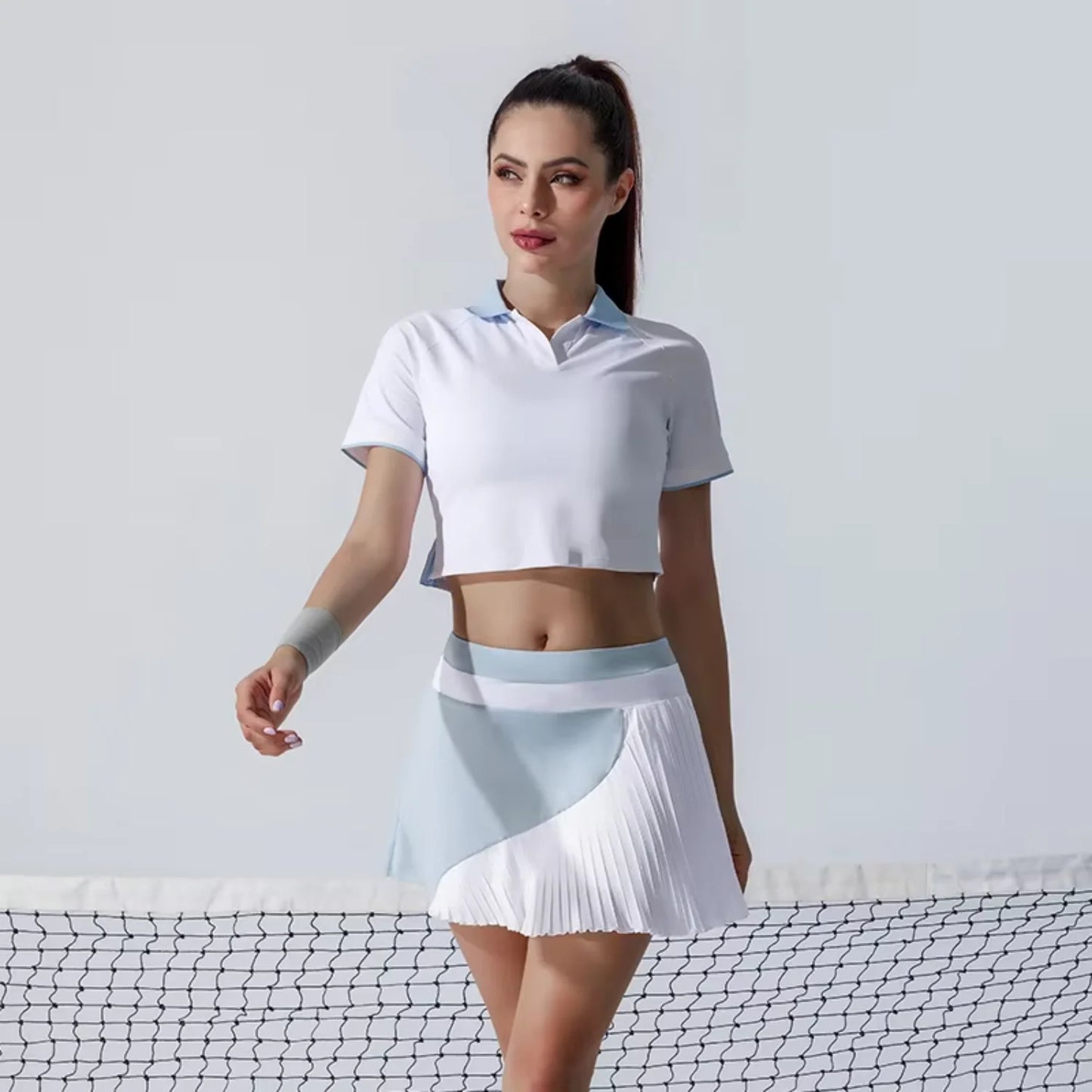 Tennis Skirt Sports Skirt Golf Women High Elastic Breathable Anti-glare High Waist Tennis Badminton Pleated Skirt