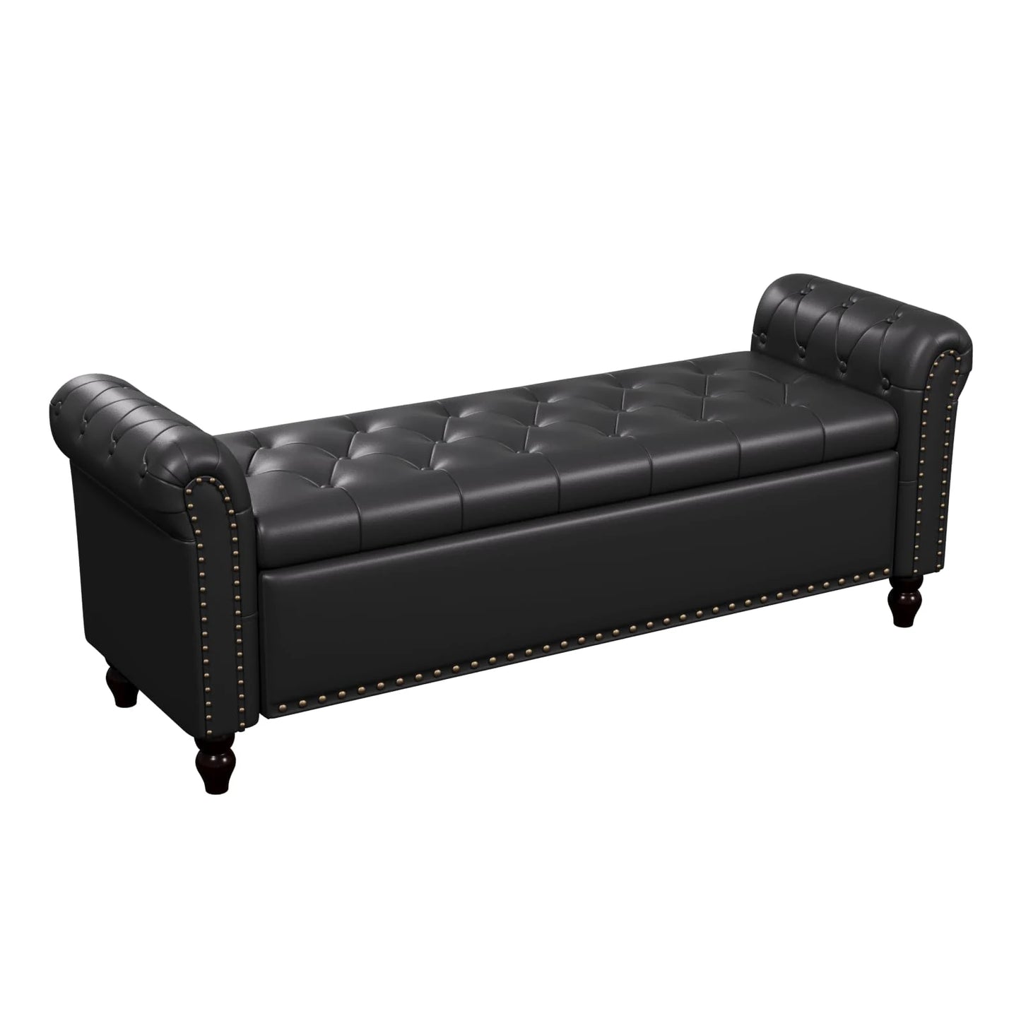 Faux Leather Storage Ottoman Bench