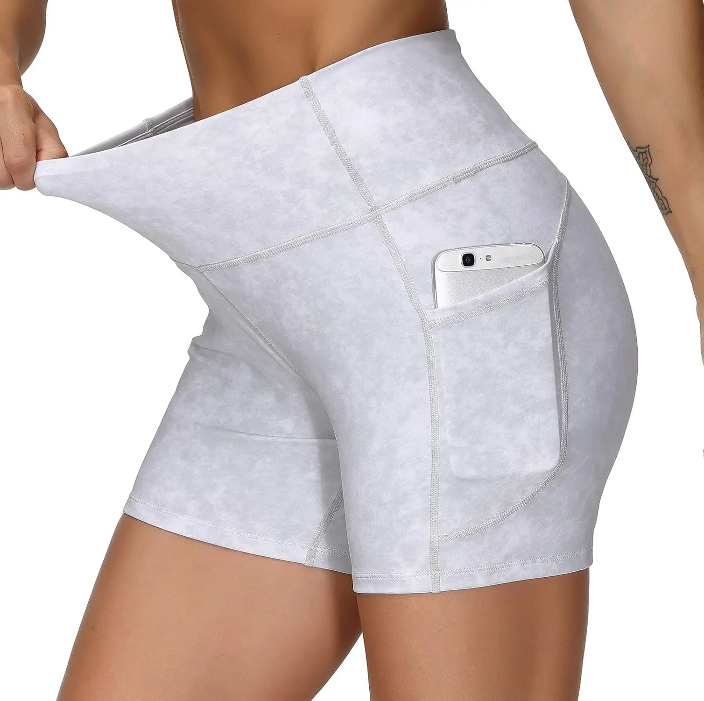 High Waist Yoga Shorts Tummy Control with Deep Pockets
