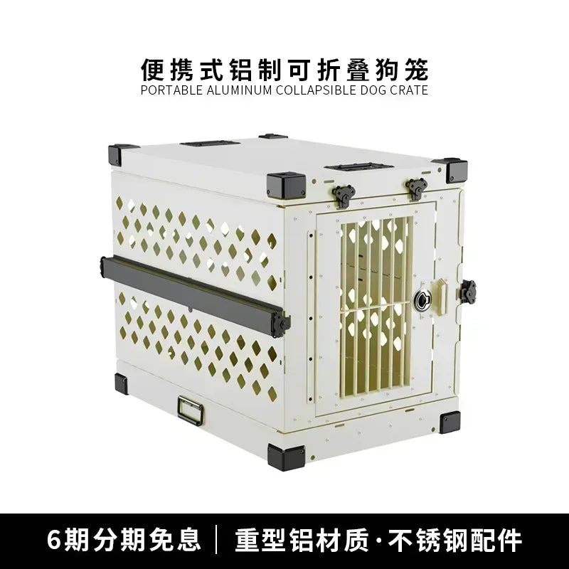 Heavy Duty Collapsible Aluminium Alloy Dog Crate Car Travel