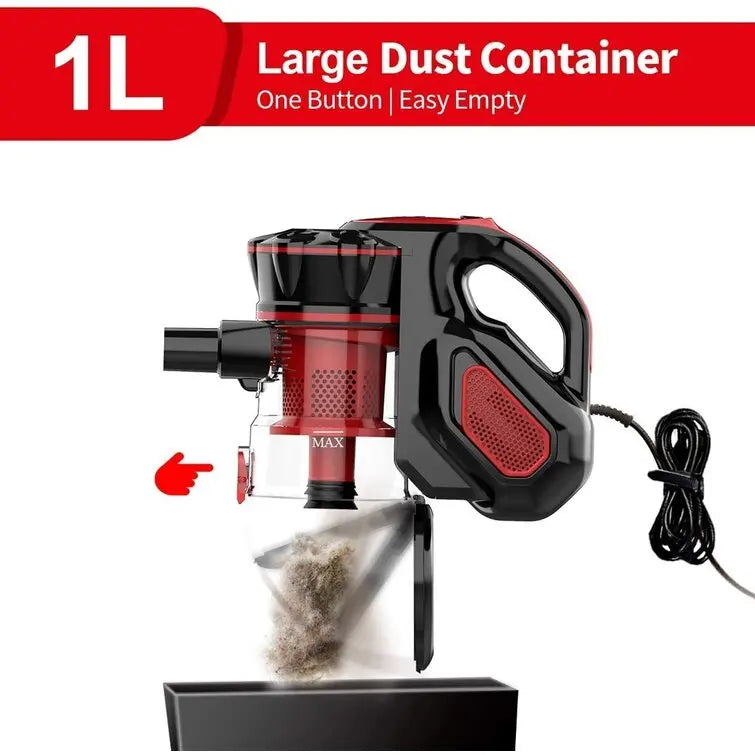 Corded Stick Handheld Vacuum Cleaner for Home Pet Hair on Hard Floors with HEPA Filter and Cyclone Dust Box