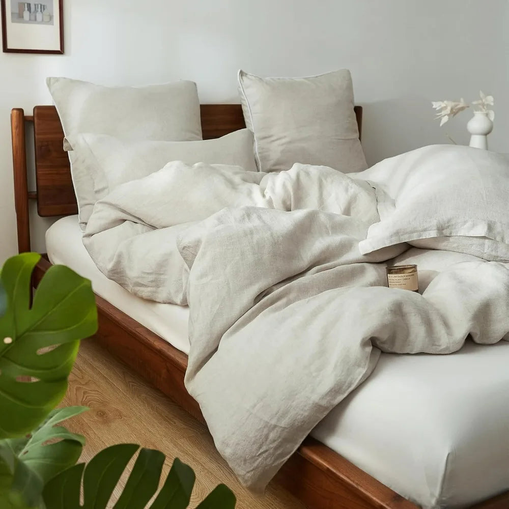 100% Linen Duvet Cover Set, 3 Pieces