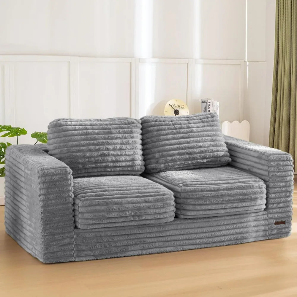 Two-Seat Bean Bag Sofa with Pillows and Armrests