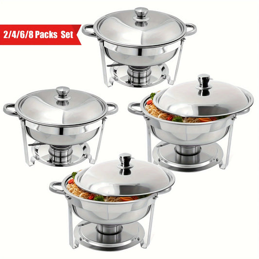 1/2/4/6/8 Packs 5-Qt Stainless Steel Chafing Dish Buffet