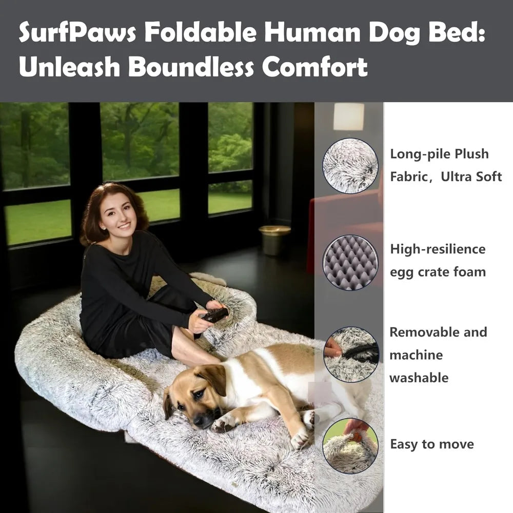 Foldable Human and Dog Bed, Orthopedic Memory Foam