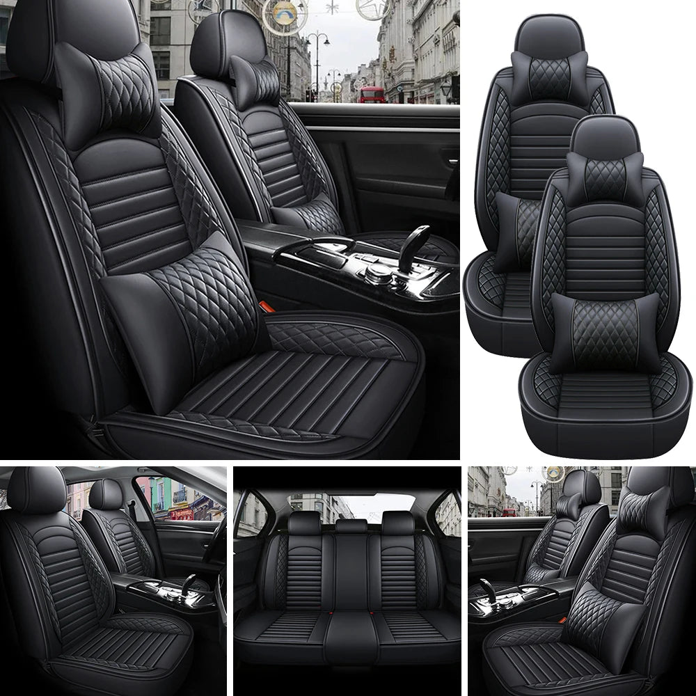 5-Seats PU Leather Universal Car Seat Covers Full set Front  and Rear Anti-scratch Protection For Sedan SUV Seat