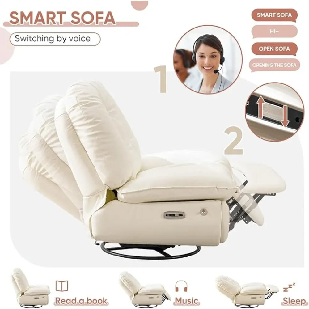 Oversized Electric Recliner Chair, 360 Swivel Rocking Glider