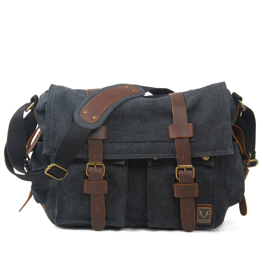Genuine Leather Shoulder Bag for Men Dark Brown Vintage