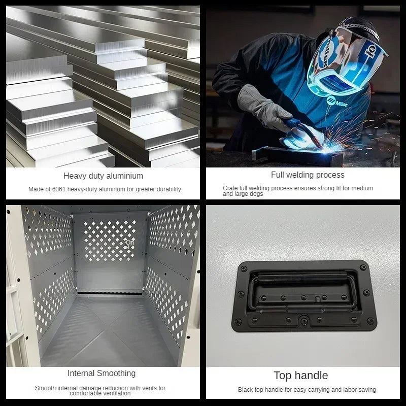 Heavy Duty Collapsible Aluminium Alloy Dog Crate Car Travel