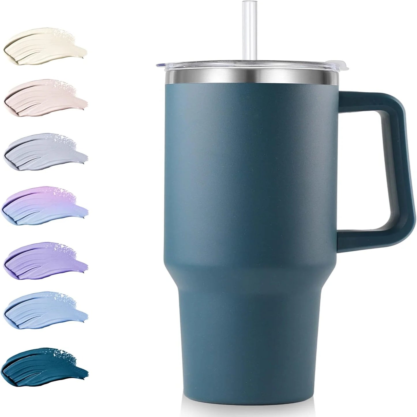 40 oz  Insulated Tumbler with Handle and Straw
