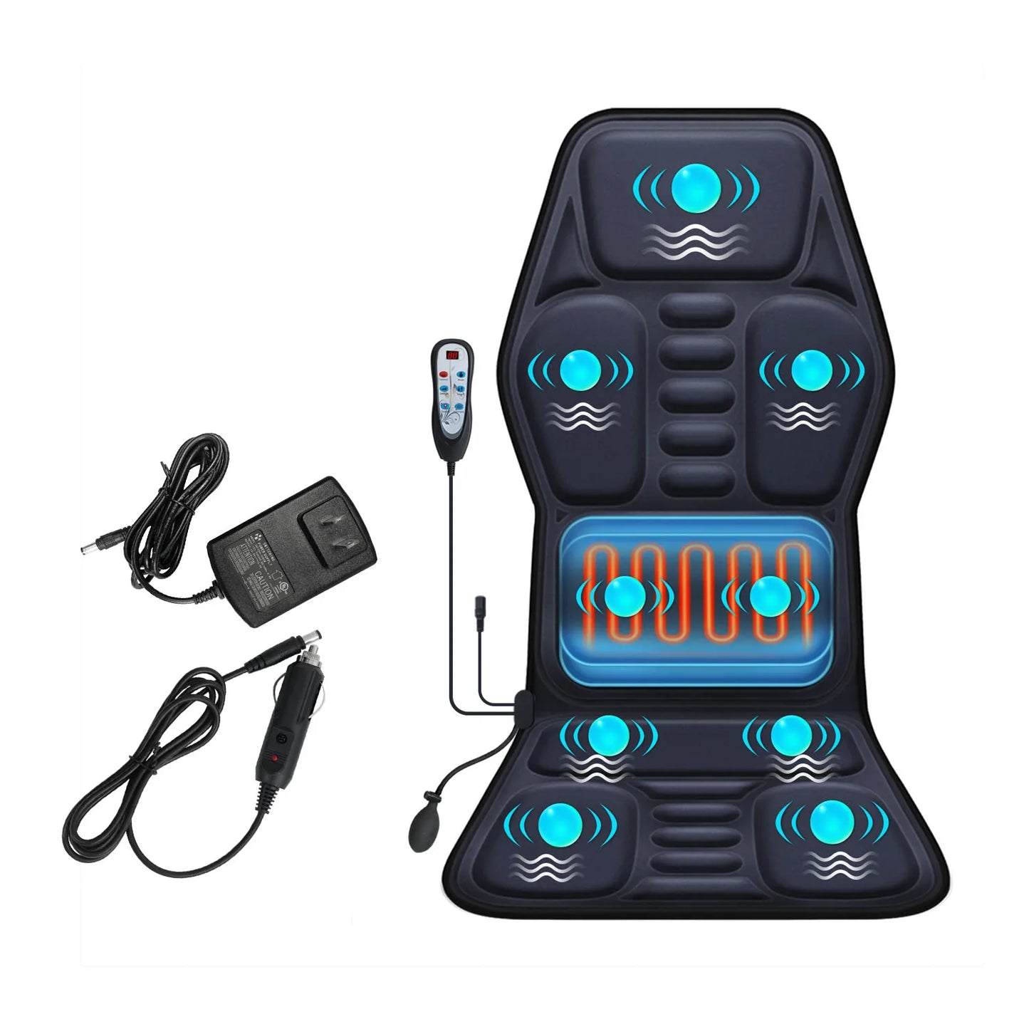 Massage Seat Cushion With Heating And Adjustable Lumbar Support