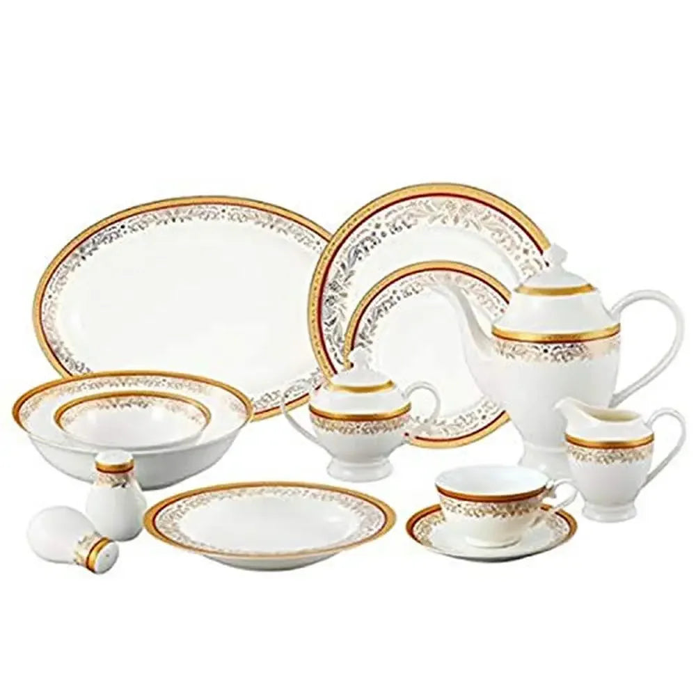 Bone China 57-Piece Red and 24K Gold 8 Service