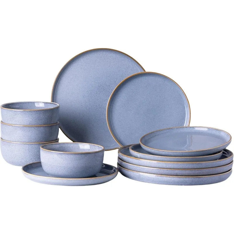 Ceramic Dinnerware Sets for 4, 12 Pieces Stoneware