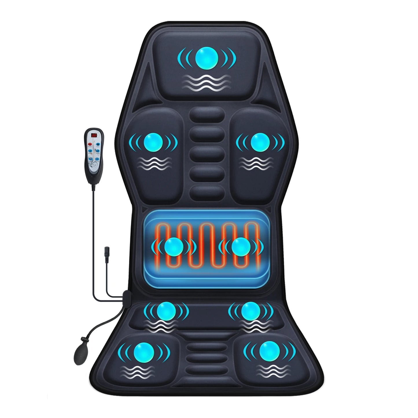 Massage Seat Cushion With Heating And Adjustable Lumbar Support