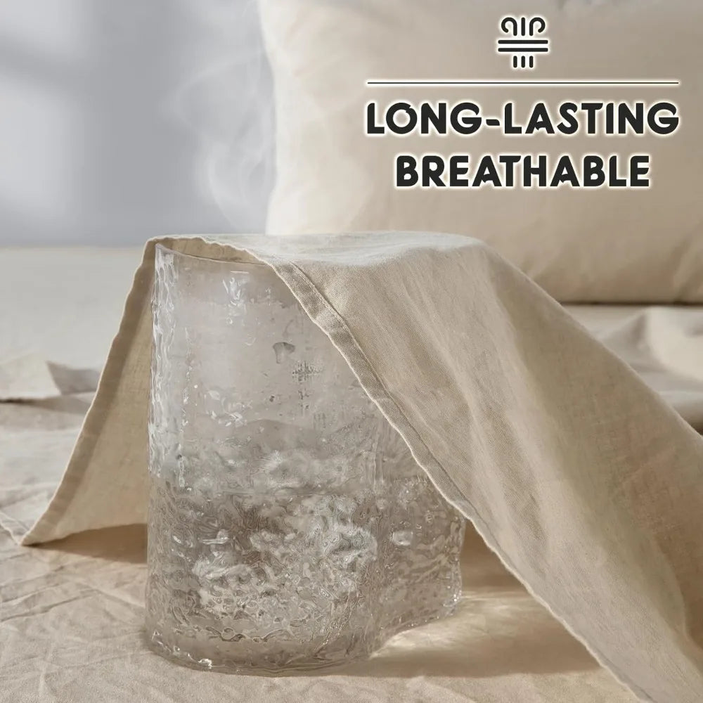100% French Pure Linen Sheets, Breathable and Durable