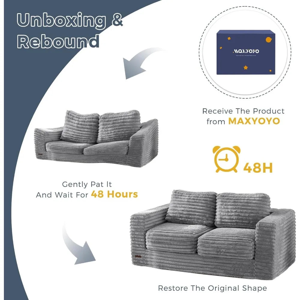 Two-Seat Bean Bag Sofa with Pillows and Armrests