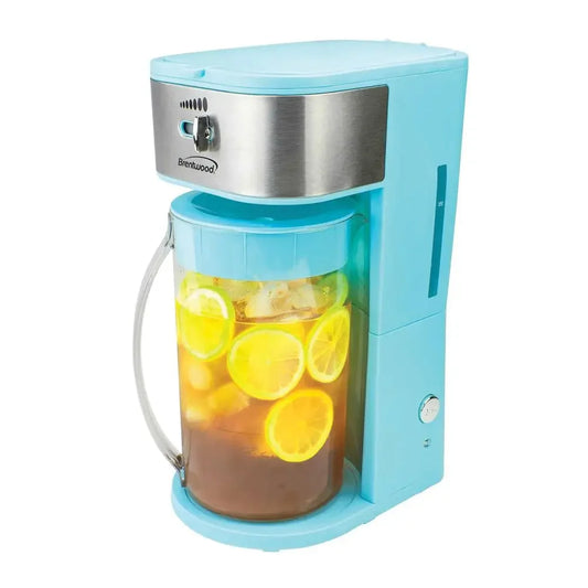 Iced Coffee Tea Maker 8 Servings Blue Filter Basket Auto Shutoff ETL Certified