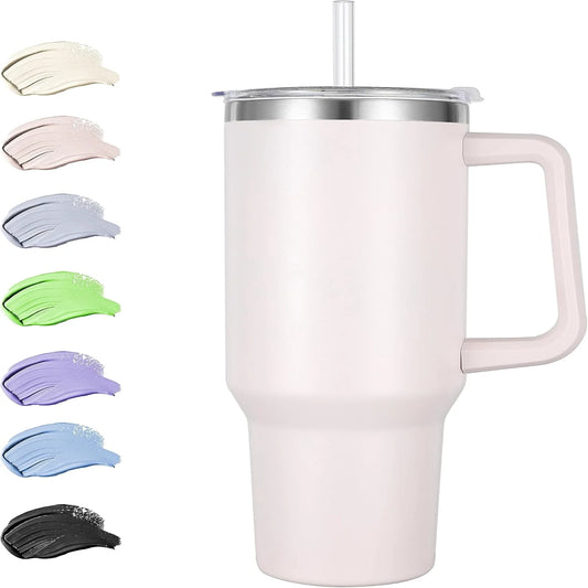 40 oz  Insulated Tumbler with Handle and Straw