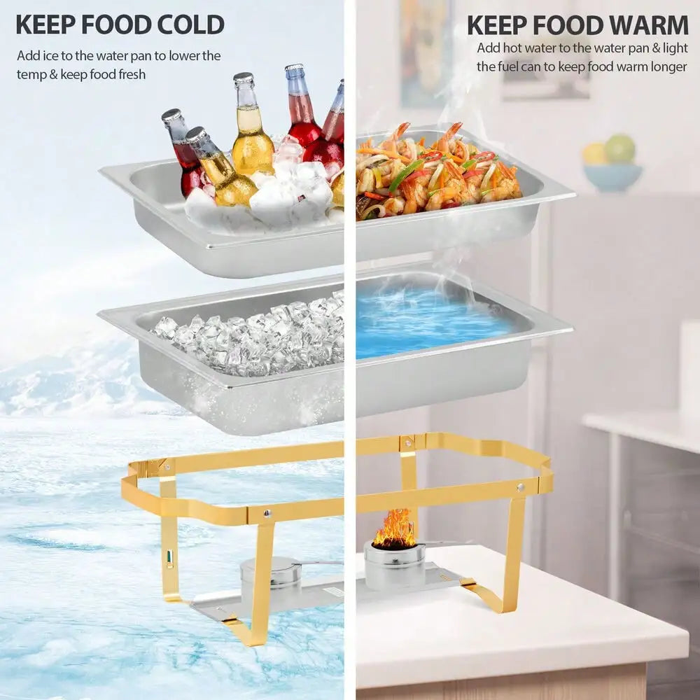 4 Pack 8 Qt Chafing Dishes Gold&Silver Color Buffet Warmer for Restaurant Party