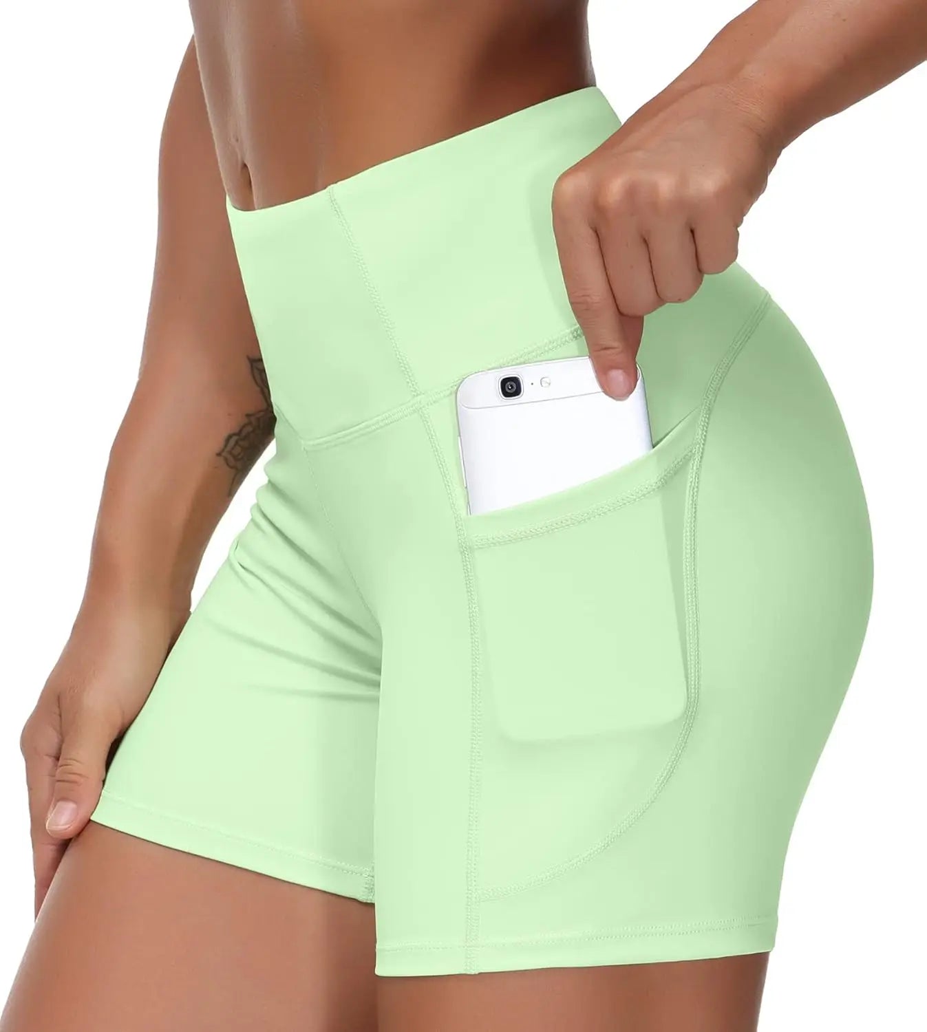 High Waist Yoga Shorts Tummy Control with Deep Pockets