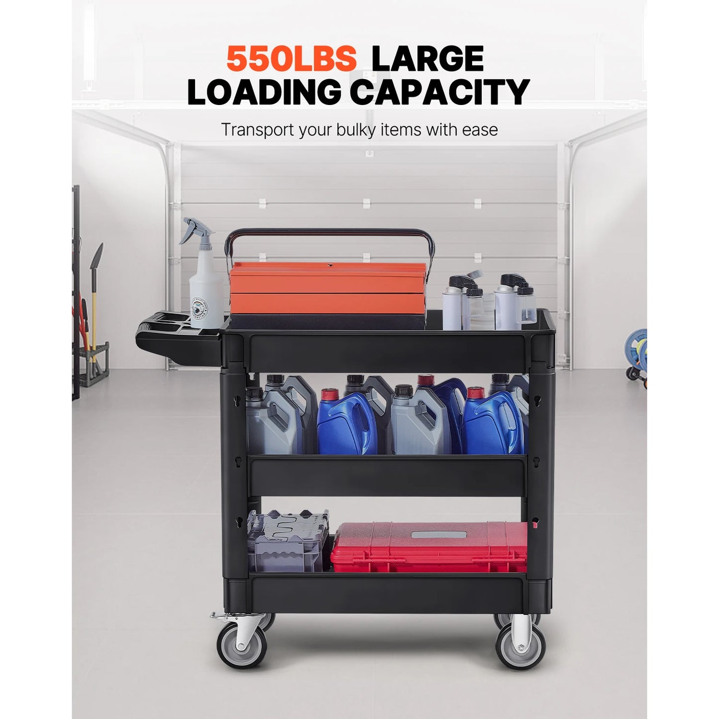 Utility Service Cart Heavy Duty 360 Degree Swivel Wheels 550 LBS Load Capacity