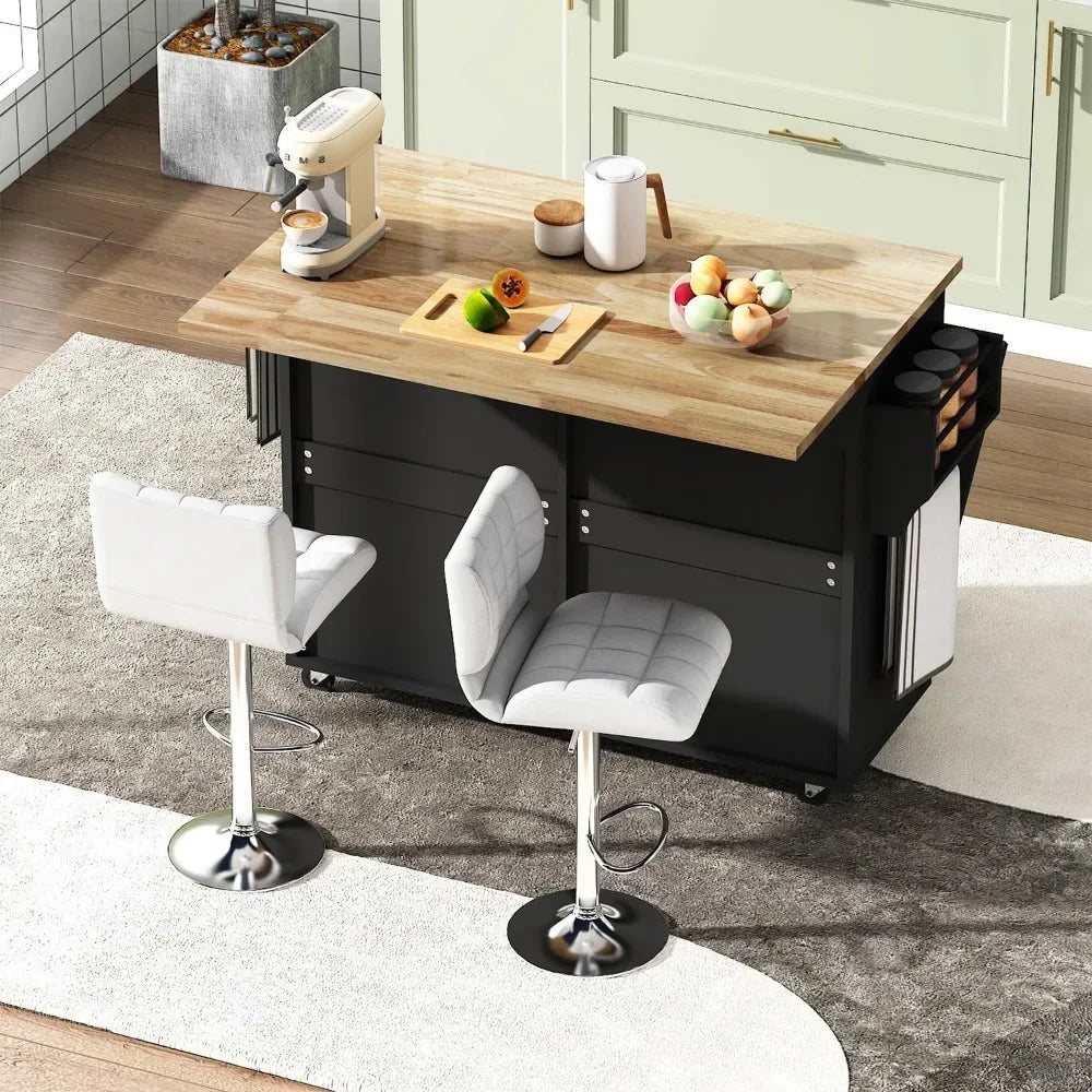 Kitchen Island Trash Cabinet Tilt Out with Folding Drop Leaf Adjustable Shelf and 2 Doors