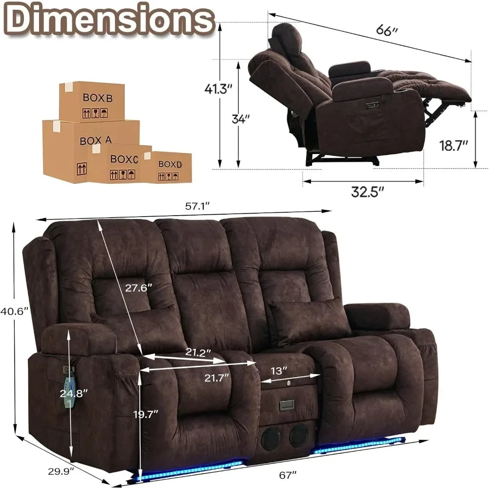 Recliner Sofa with Massage & Heat Home Theater