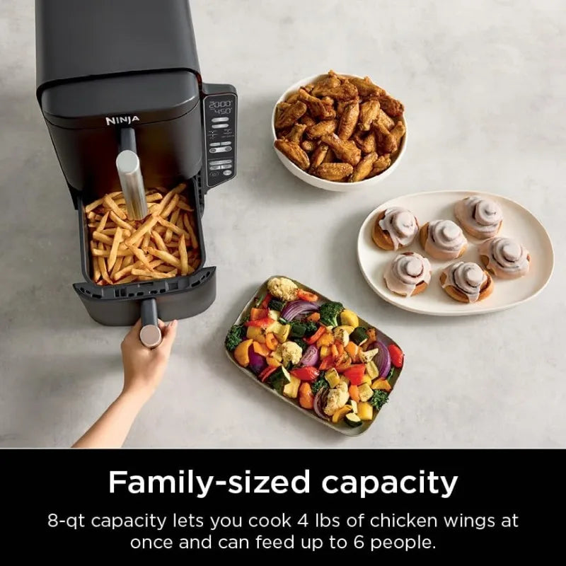 2-Basket Air Fryer, 8 QT, 6-in-1, Smart Finish & Match Cook