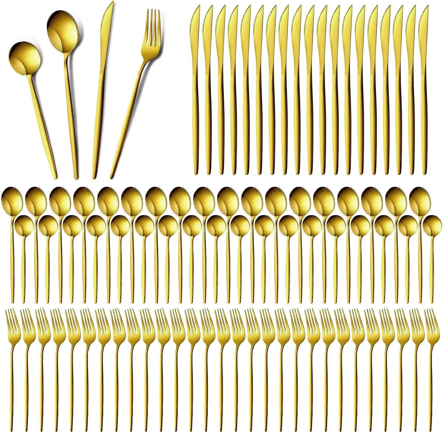 400 Pcs Gold Silverware Set