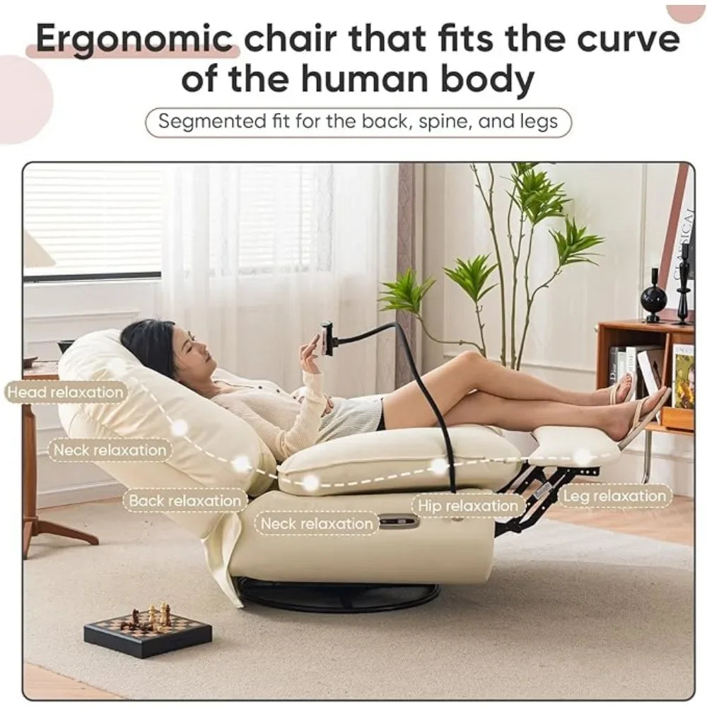Oversized Electric Recliner Chair, 360 Swivel Rocking Glider