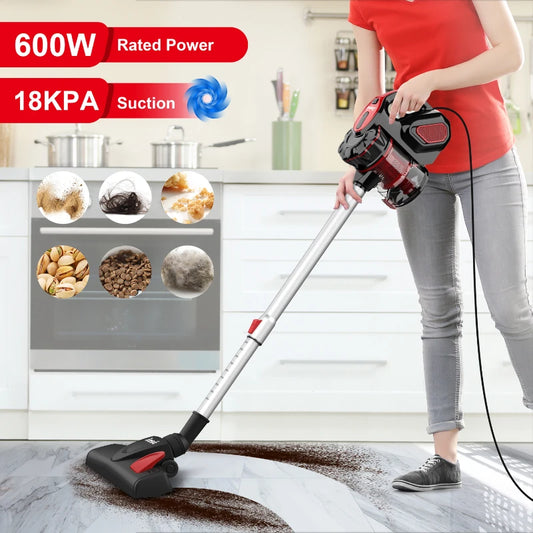 Corded Stick Handheld Vacuum Cleaner for Home Pet Hair on Hard Floors with HEPA Filter and Cyclone Dust Box