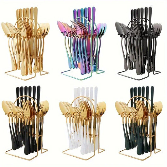 24-Piece Stainless Steel Cutlery Set for Home Dining
