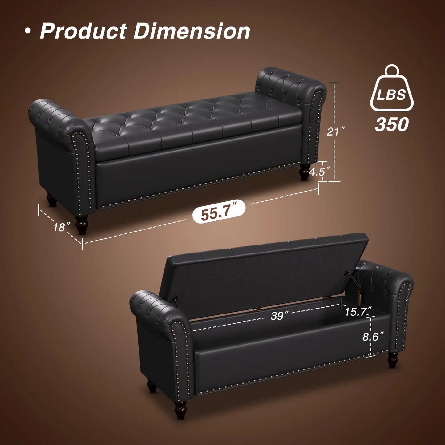 Faux Leather Storage Ottoman Bench