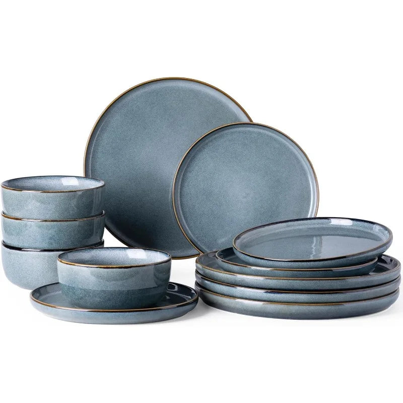 Ceramic Dinnerware Sets for 4, 12 Pieces Stoneware