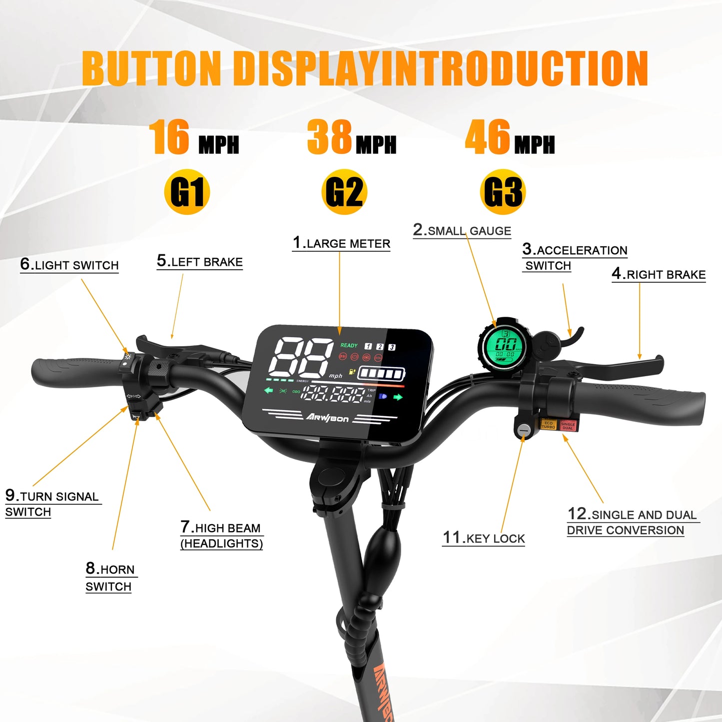 Adult Electric Scooter Dual Motor Top Speed 50MPH
